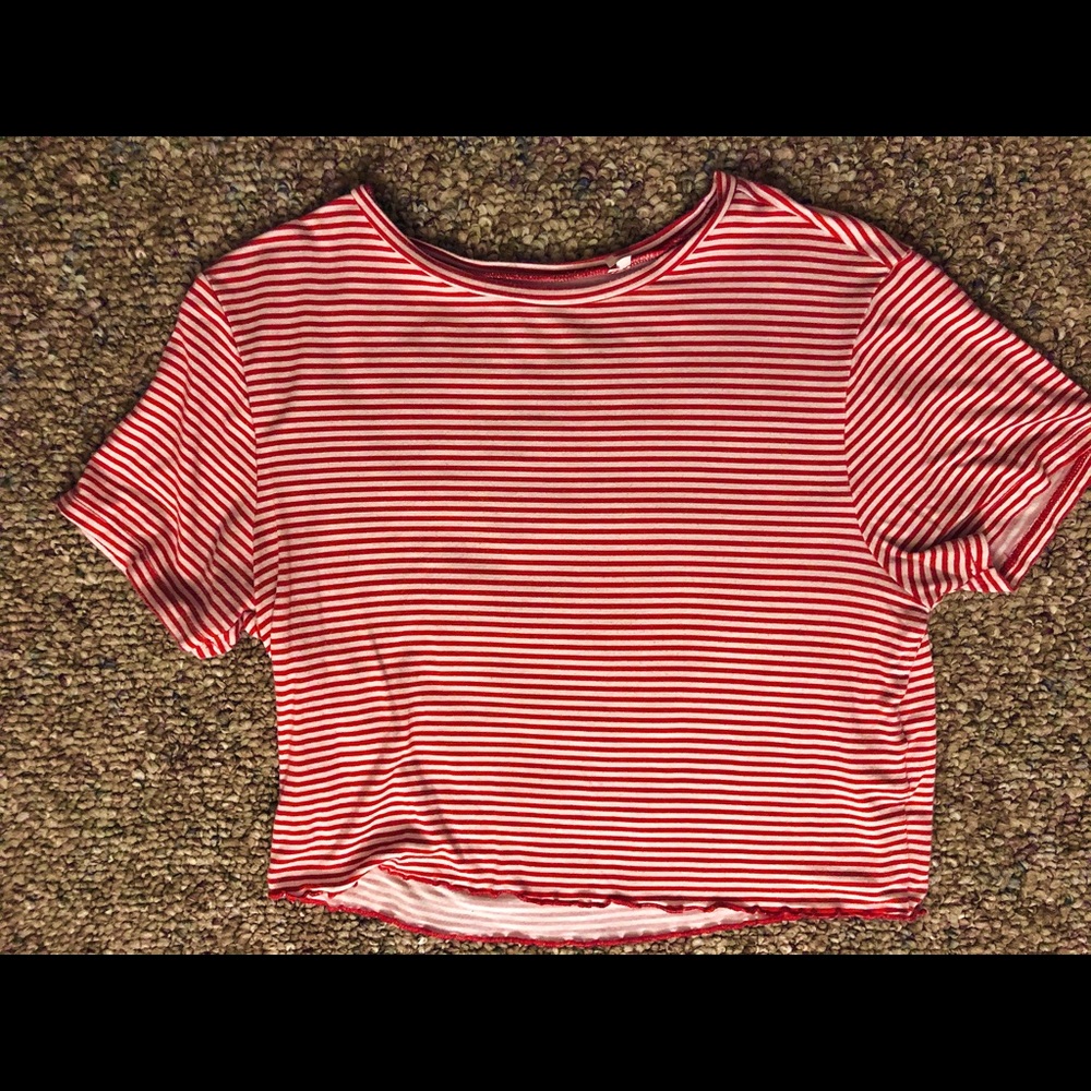 Red and white striped crop top